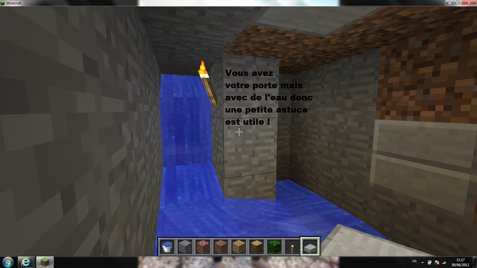 Minecraft Comment faire une porte dans l'eau